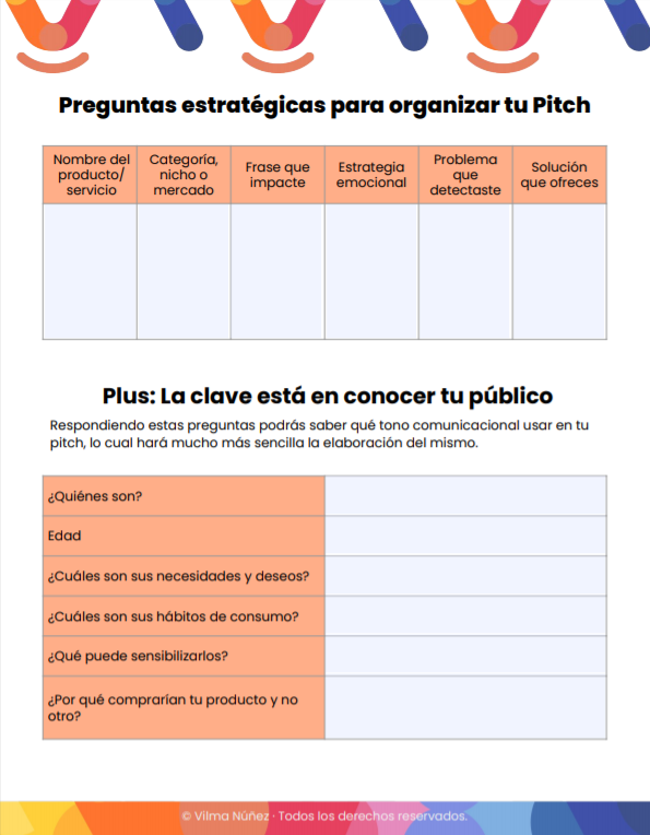 Plantilla para que aprendas a redactar tu propio pitch de ventas