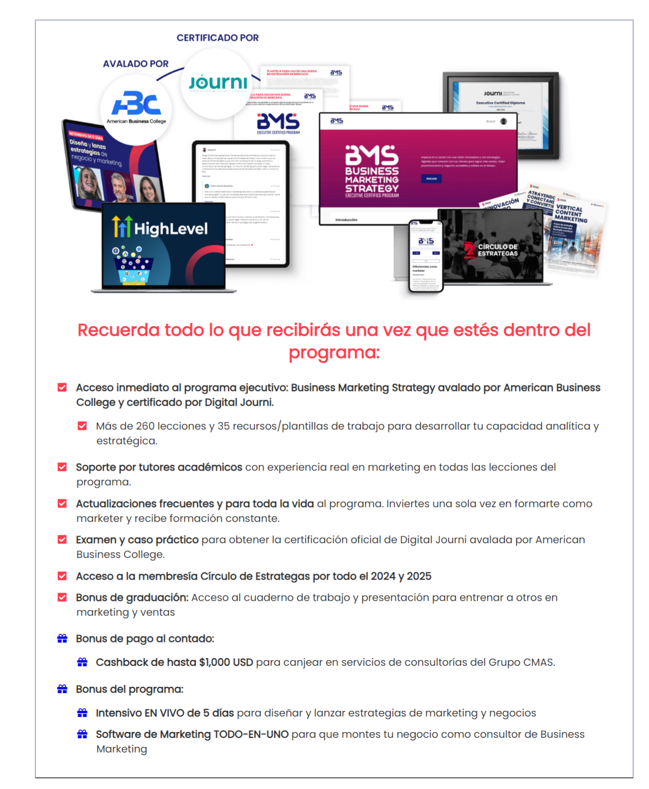 certificación de marketing y negocios