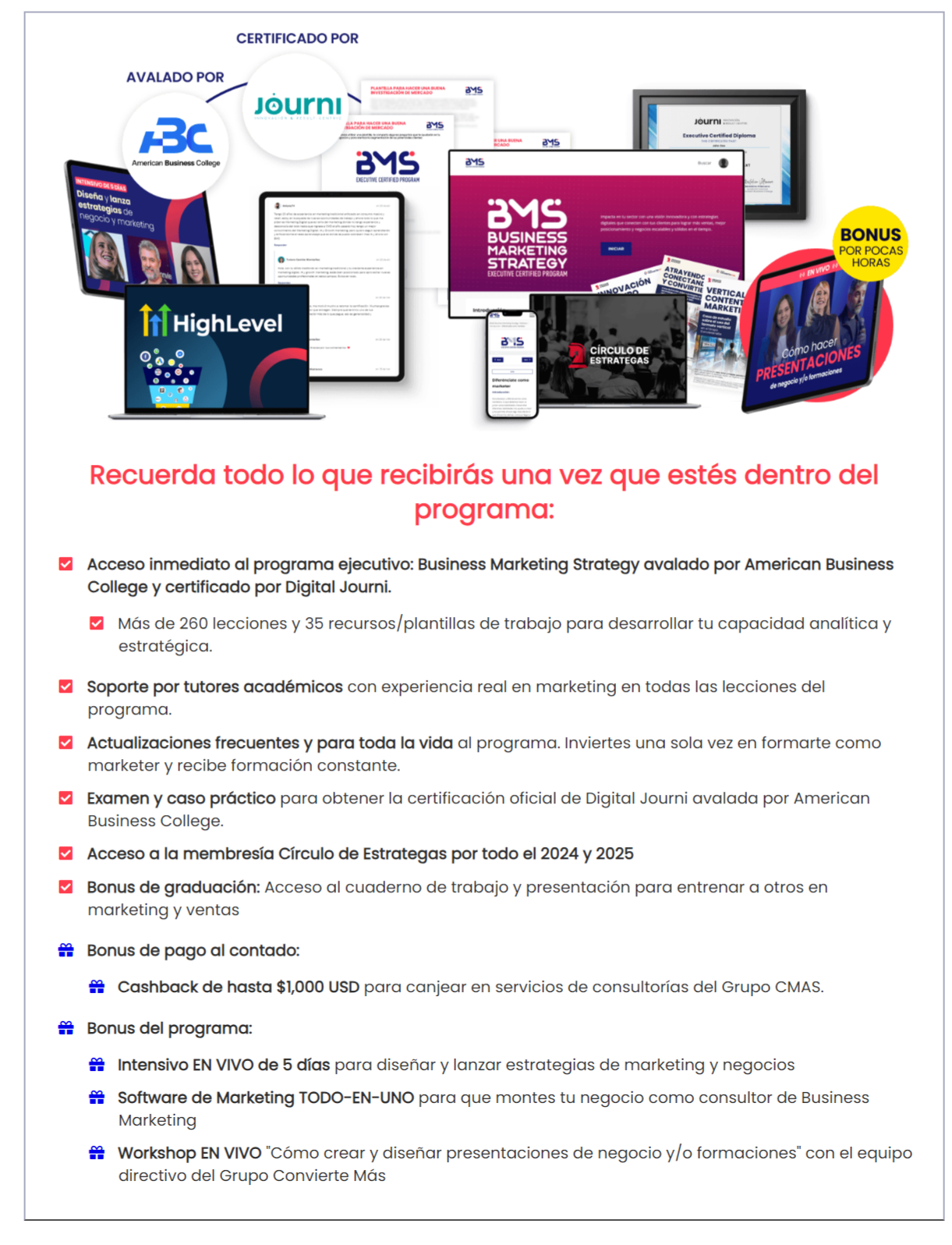 certificación de marketing y negocios
