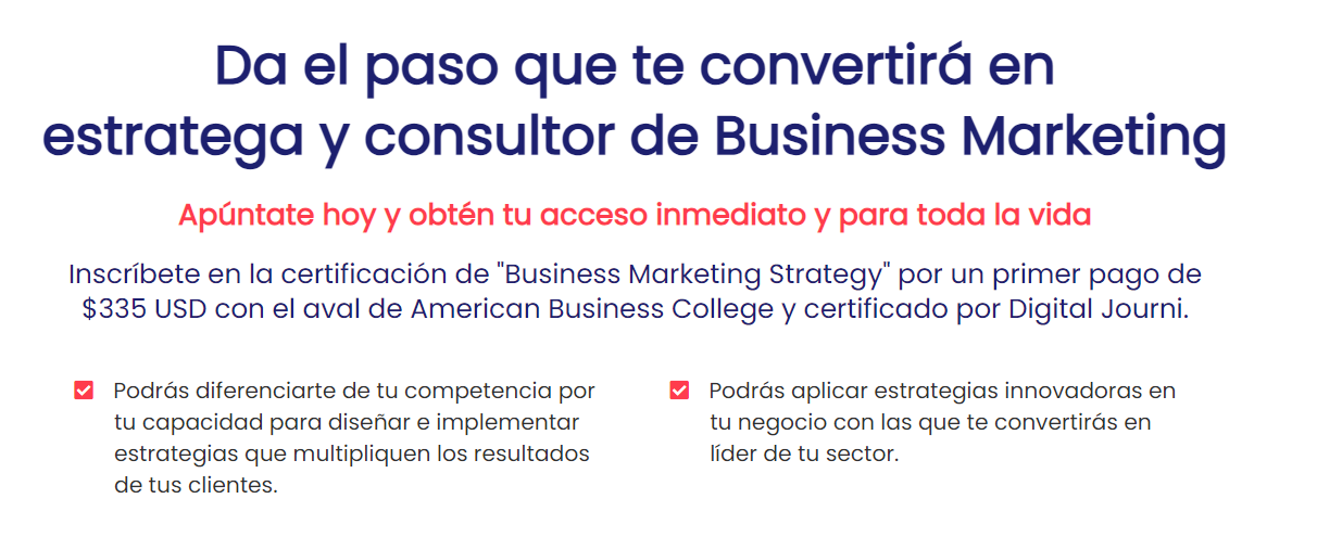 certificación de marketing y negocios