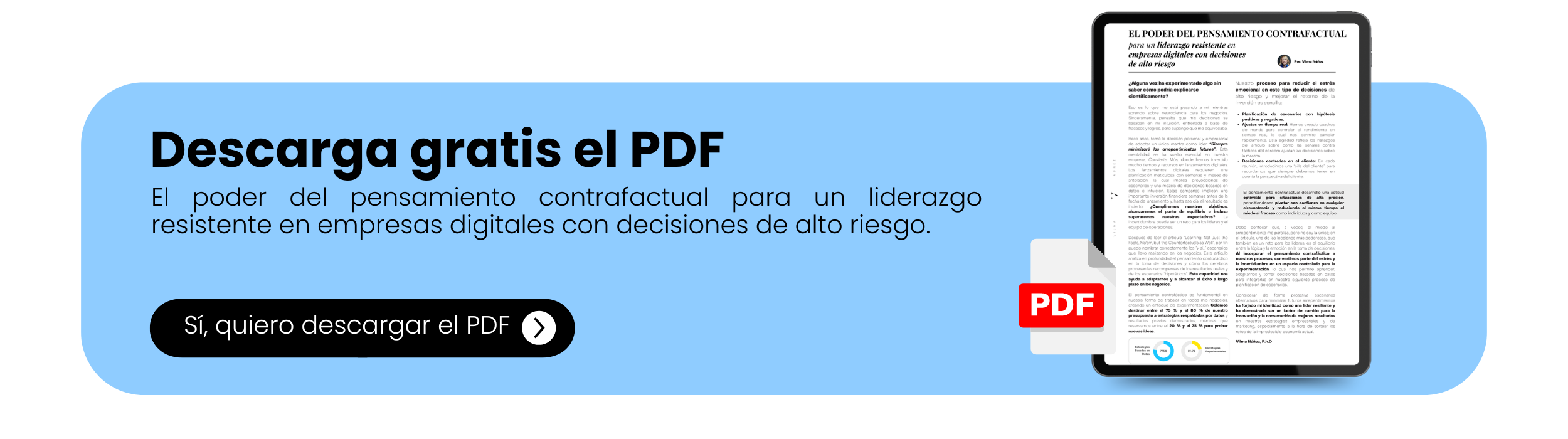 Imagen de descarga gratuita del PDF "El poder del pensamiento contrafactual para un liderazgo resistente en empresas digitales con decisiones de alto riesgo", con un diseño minimalista y fondo azul, que invita al usuario a obtener el recurso.