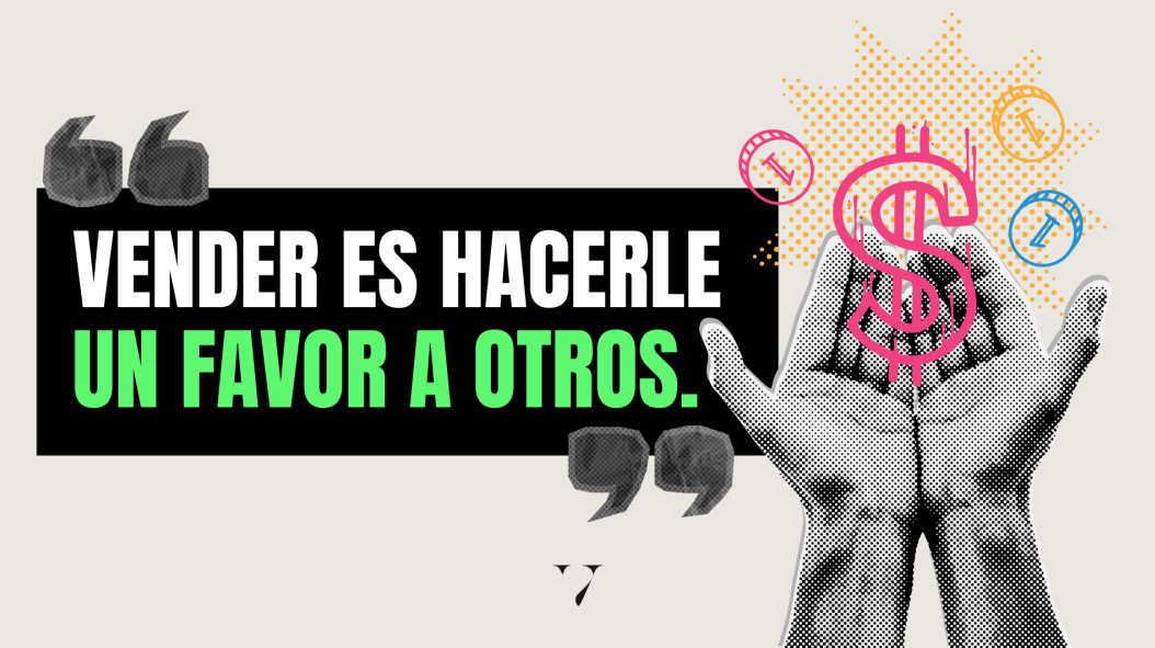 Frase célebre de Vilma Núñez que dice: 'Vender es hacerle un favor a otros', destacando el valor de las ventas como una forma de servicio.