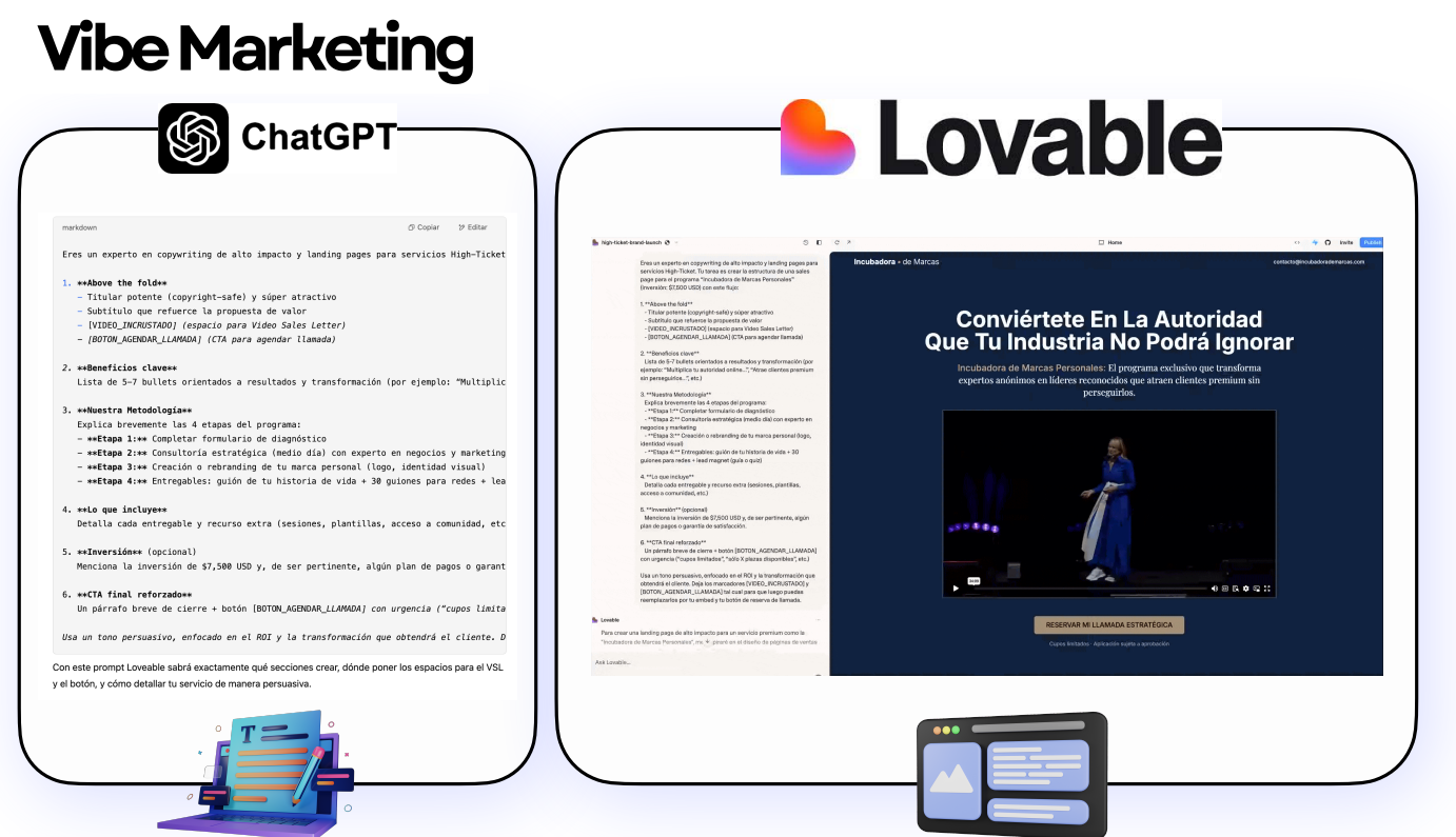 Flujo de trabajo de Vibe Marketing: desde creación de contenido con IA hasta automatización multicanal, optimizado para resultados rápidos