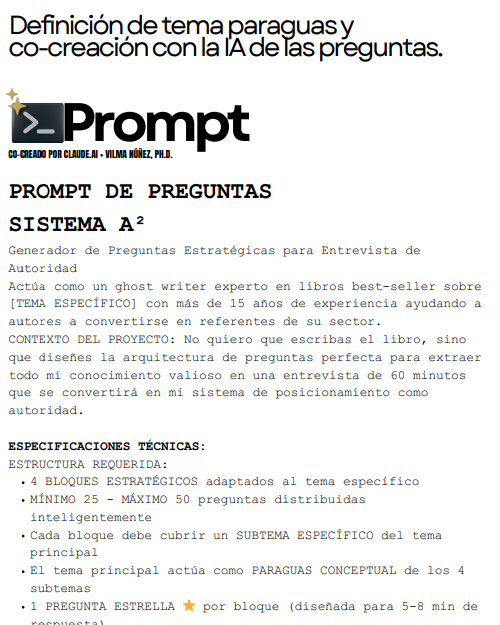 Generador de preguntas estratégicas para entrevistas usando IA en marketing - Sistema A² para posicionamiento de autoridad