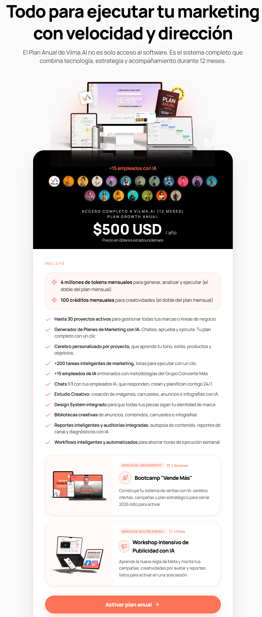 software de marketing con IA en español. vilma.ai