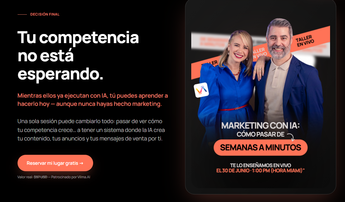 taller gratis de marketing y ventas con IA. vilma núñez