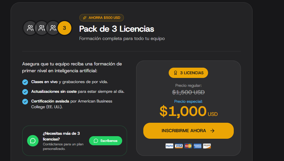 pack de licencias corporativas de certificación de inteligencia artificial